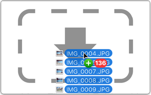 Image files being dragged from the Finder into the file list