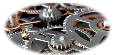 Close-up of interlocking metal gears