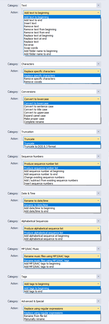 Better File Rename action categories