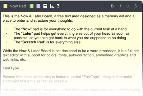 now & later board screenshot