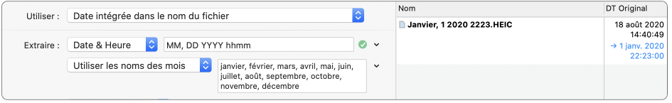 dates intégrées au nom de fichier