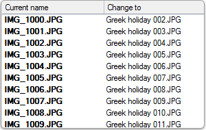Instant preview of new file names